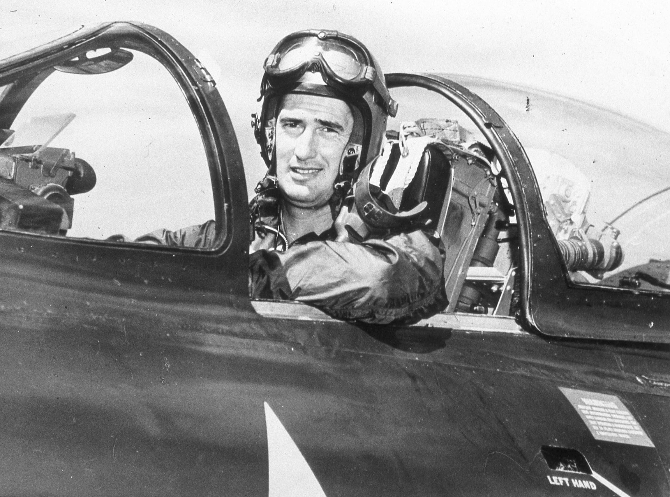 Ted Williams in fighter cockpit